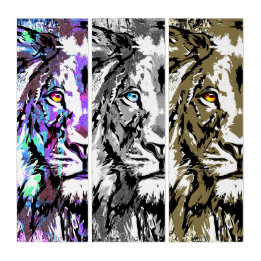 Lion Heads - Lion Faces - Lion Triptych Artwork
