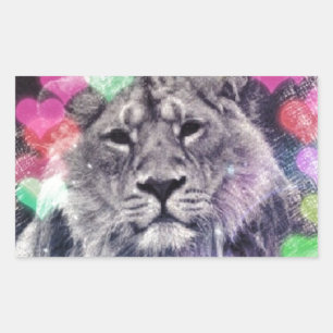 Lion Heart Bokeh Digital Art Drawing Rectangular Sticker