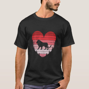 Lion Heart Love Valentines Day Vintage Retro Sunse T-Shirt