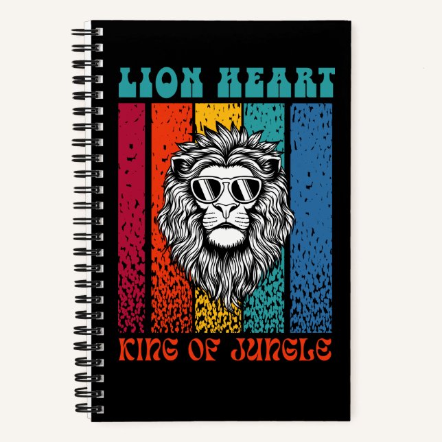 Lion Heart retro art design Notebook (Front)