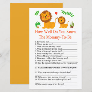 Lion How well do you know baby shower game