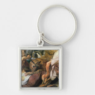 Lion Hunt, detail of two men and a lion, 1621 Key Ring