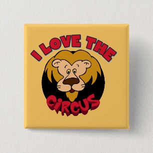 Lion I Love the Circus Tshirts and Gifts 15 Cm Square Badge