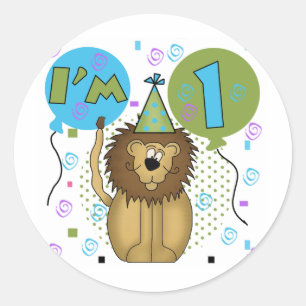 Lion I'm 1 First Birthday Tshirts and Gifts Classic Round Sticker