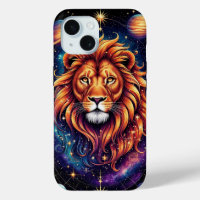 Lion in Cosmic Starry Galaxy
