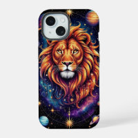 Lion in Cosmic Starry Galaxy