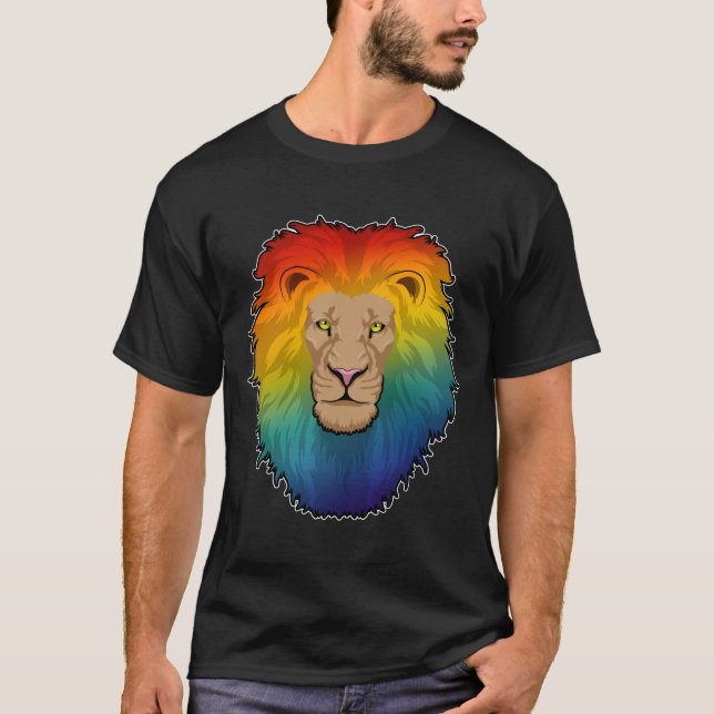 Lion in Rainbow Colours T-Shirt (Front)