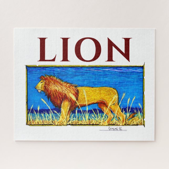 Lion in Tall Grass Jigsaw Puzzle (Horizontal)
