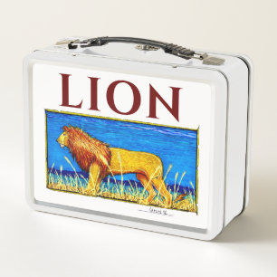 Lion in Tall Grass Metal Lunch Box