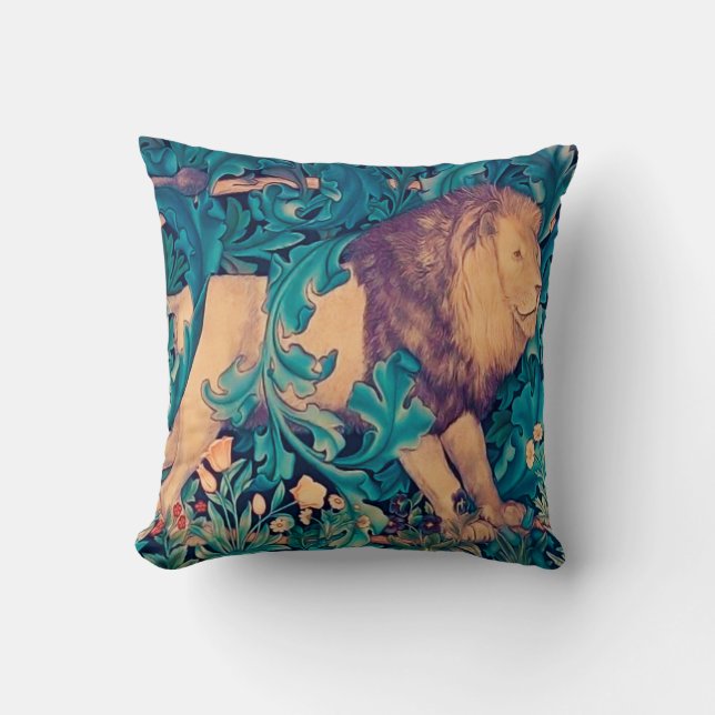 Lion in The Forest, William Morris Cushion (Front)