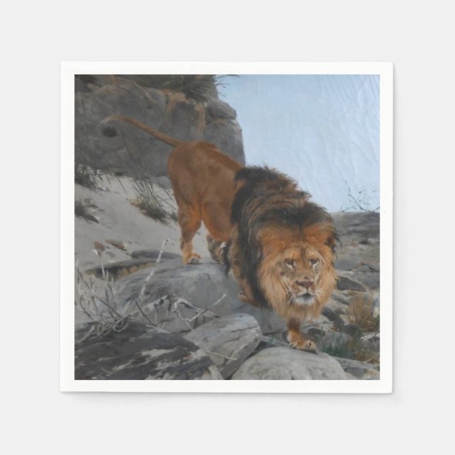Lion in the Mountains (by Richard Friese) Napkin (Front)