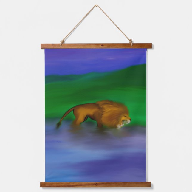 "Lion in Water" Hanging Tapestry (Front)