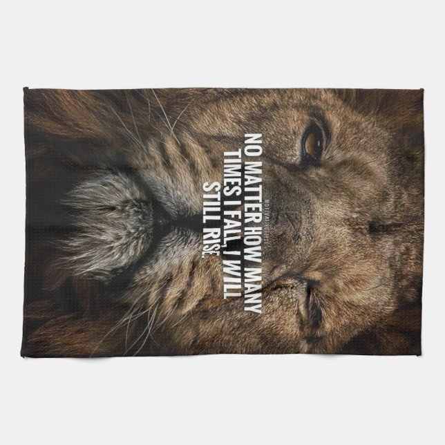 Lion Inspiration - Fall and Rise - Motivational Tea Towel (Horizontal)