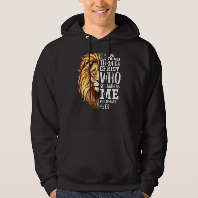 Lion Judah Christian Religious Scripture Graphic B Hoodie (Front)