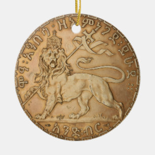 Lion Judah Haile Selassie I Jah Rastafari HIM  Ceramic Tree Decoration