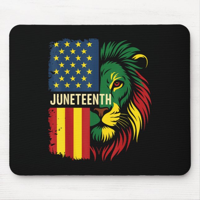 Lion Juneteenth Cool Black History African America Mouse Pad (Front)