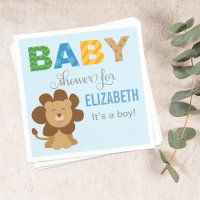 Lion Jungle Animal Baby Boy Shower Blue