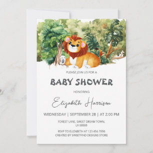 Lion Jungle Boy Baby Shower Invitation