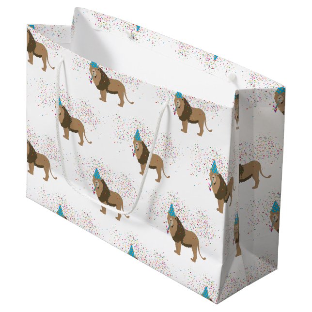 Lion Jungle Partying Animals Having a Party    Large Gift Bag (Front Angled)