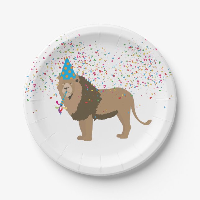 Lion Jungle Partying Animals Having a Party  Paper Plate (Front)