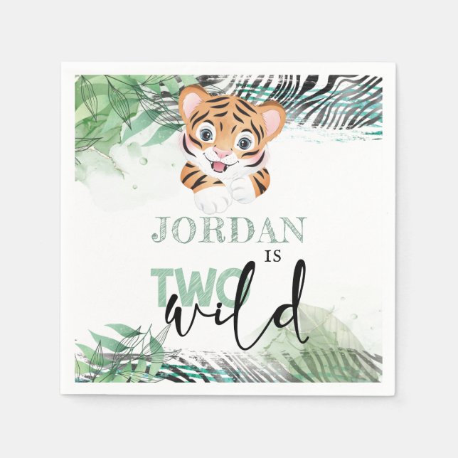 Lion Jungle Personalised 2nd Birthday Napkin (Front)