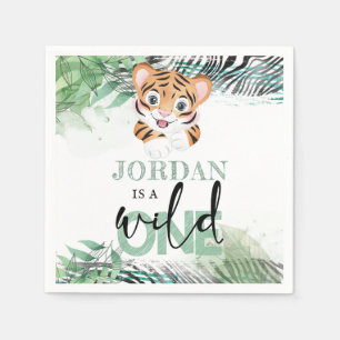 Lion Jungle Personalised First Birthday Napkin