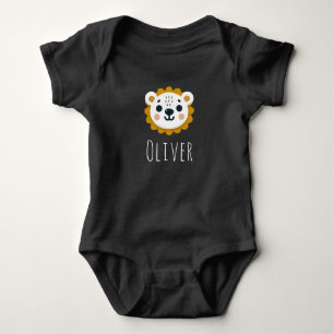 Lion Jungle Safari Animal Custom Name Baby Bodysuit