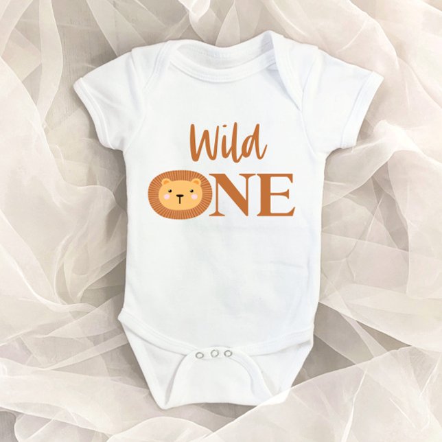 Lion Jungle Safari Animal Wild One 1st Birthday Baby Bodysuit (Creator Uploaded)