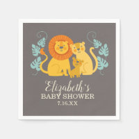 Lion Jungle Safari Grey Baby Boy Shower