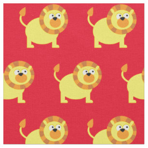 Lion Kid Baby Nursery Red Big Cat Fabric