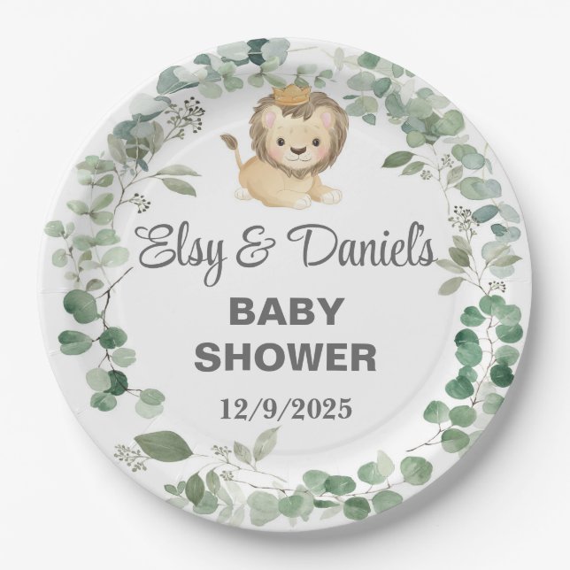 Lion King, Lion Cub baby shower paper plates. Paper Plate (Front)
