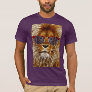 lion king of hipster wild cat fractal tshirt