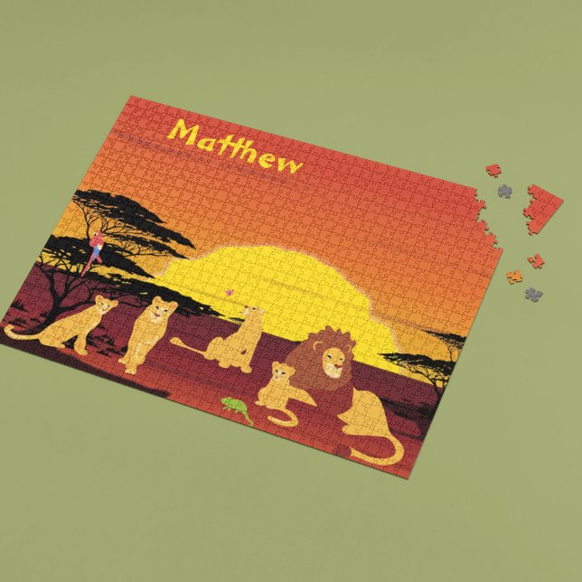 Lion King of Jungle Personalised Africa Jigsaw Puzzle (Creator Uploaded)
