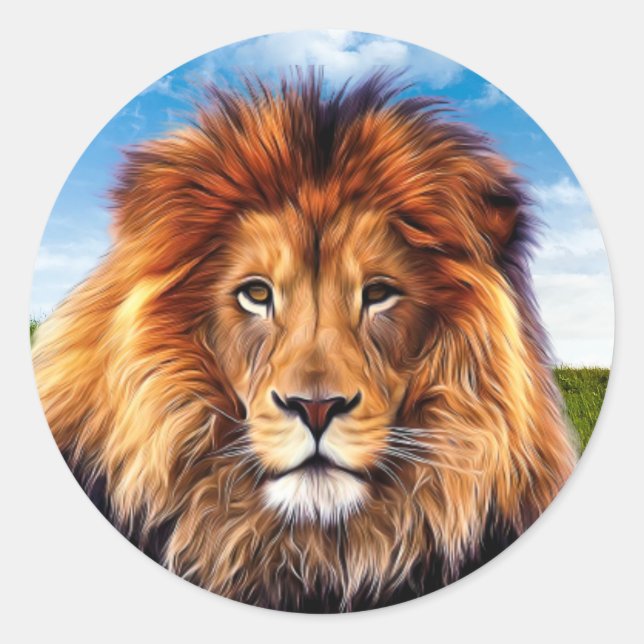 Lion King of the Forest Art-15475 Classic Round Sticker (Front)