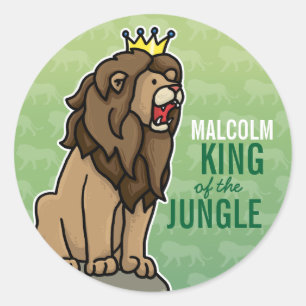 Lion King of the Jungle, Add Child's Name Classic Round Sticker