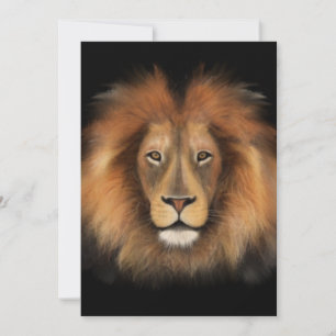 lion king of the jungle realistic male watercolor invitation