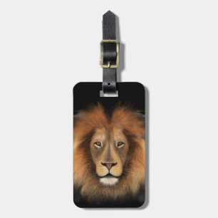 lion king of the jungle realistic male watercolor luggage tag