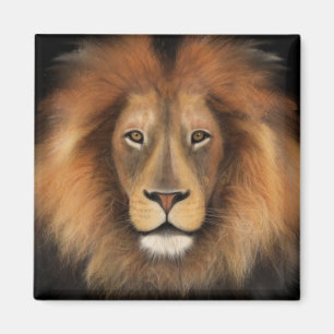 lion king of the jungle realistic male watercolor magnet
