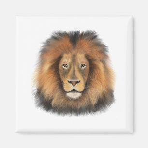 lion king of the jungle realistic male watercolor magnet