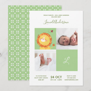 Lion Ladybird • Alphabet Monogram Cute Baby Shower Invitation