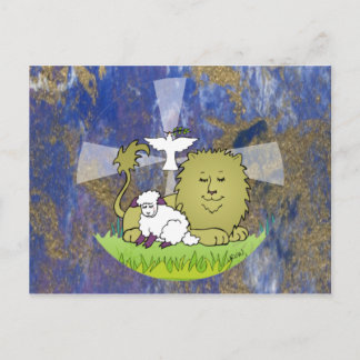 Lion Lamb and Dove Postcard