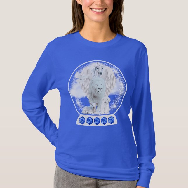 Lion Lamb Snow Globe Ladies' Tee (Front)