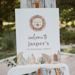Lion Leaf Neutral Welcome Poster