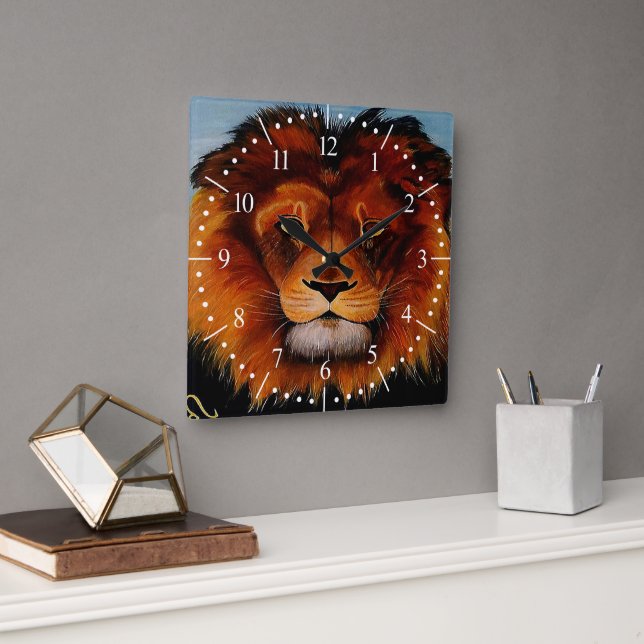 Lion Leo sign Square Wall Clock (Office)