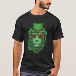 Lion Leprechaun Hat Shamrock St Patricks Day Kids T-Shirt