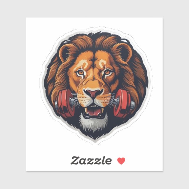 Lion Lifting Dumbbell Sticker (Sheet)