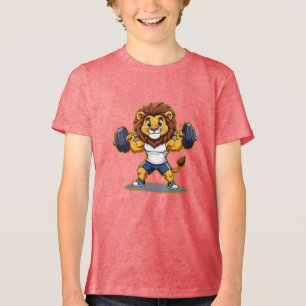 Lion Lifting Light Weights – Cute Gym Animal Illus Tri-Blend Shirt