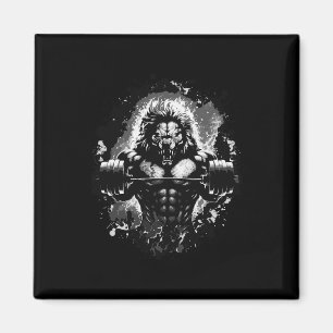 Lion Lifting Weights Gym Beast Workout Muscles Bod Magnet