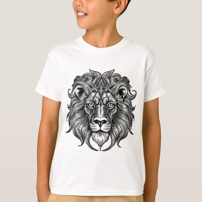 Lion Line Art T-Shirt (Front)
