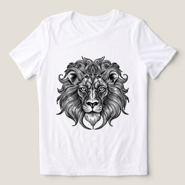 Lion Line Art Tri-Blend Shirt (Design Front)